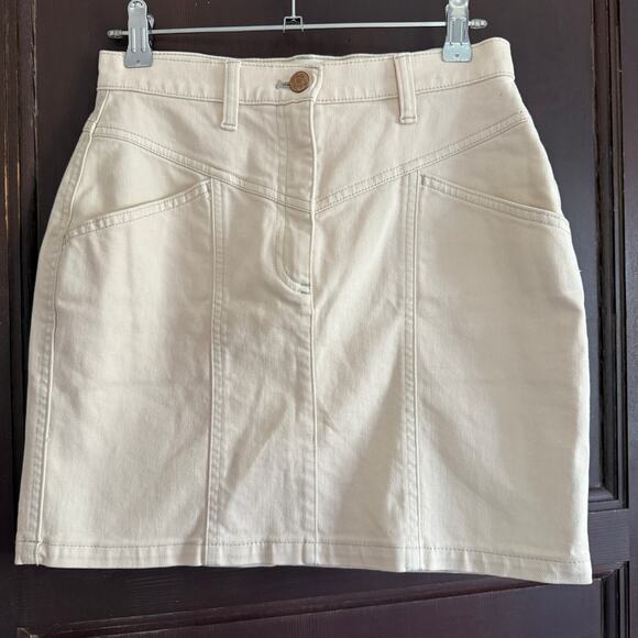ARITZIA | Wilfred Free Ecru Cream Denim Western Style Mini Skirt | Size 2 - Picture 1 of 9